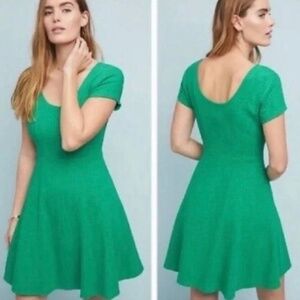 ANTHROPOLOGIE MAEVE Kelly Green Nova Knit Dress Lined in Jersey Knit Scoop Neck